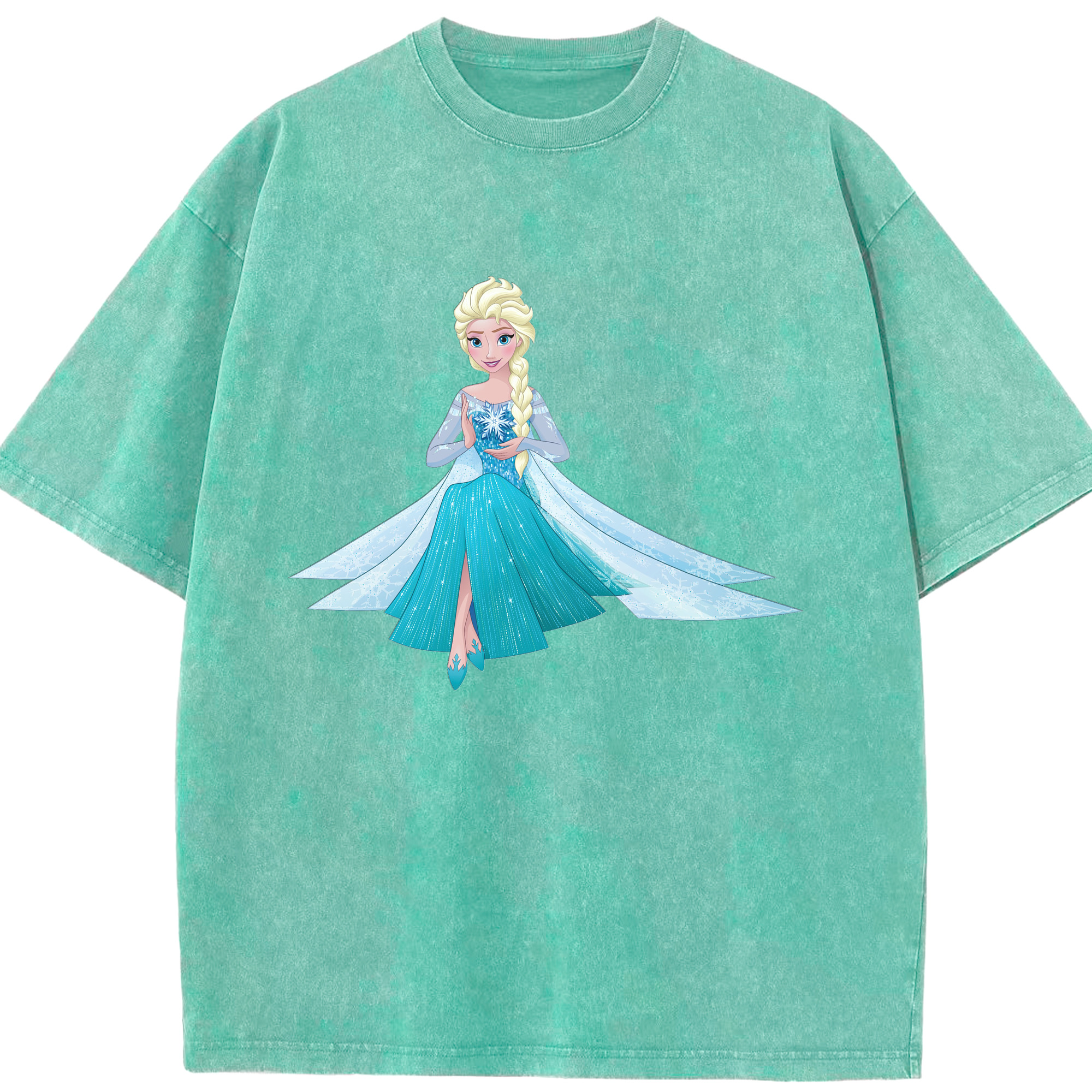 （画像用） アナと雪の女王 アンナ エルサ Frozen Anna Elsa 綿100% ヴィンテージ風 半袖Tシャツ（フロントプリント）